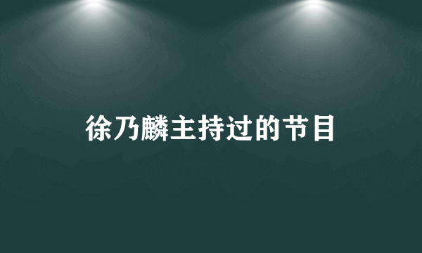 徐乃麟主持过的节目