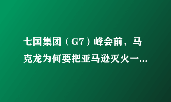 七国集团（G7）峰会前，马克龙为何要把亚马逊灭火一事加入会议议程？