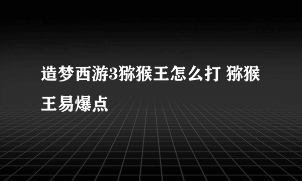 造梦西游3猕猴王怎么打 猕猴王易爆点