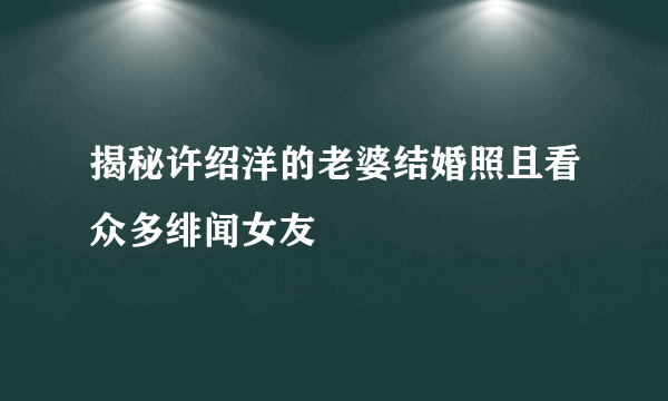 揭秘许绍洋的老婆结婚照且看众多绯闻女友