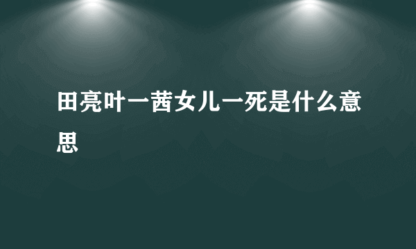 田亮叶一茜女儿一死是什么意思