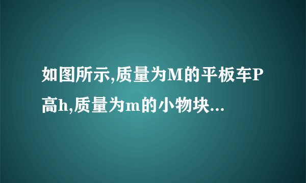 如图所示,质量为M的平板车P高h,质量为m的小物块Q的大小不计,位于平板车的左端,系统原来静止在光滑水平面地面上.一不可伸长的轻质细绳长为R,一端悬于Q正上方高为R处,另一端系一质量也为m的小球(大小不计).今将小球拉至悬线及竖直位置成60°角,由静止释放,小球到达最低点时及Q的碰撞时间极短,且无能量损失,已知Q离开平板车时速度大小是平板车速度的两倍,Q及P之间的动摩擦因数为μ,M∶m=4∶1,重力加速度为g.求:(1)小物块Q离开平板车时速度为多大?(2)平板车P的长度为多少?