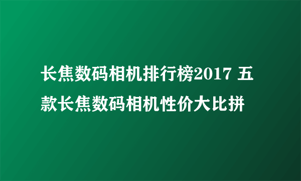 长焦数码相机排行榜2017 五款长焦数码相机性价大比拼