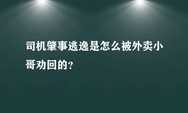 司机肇事逃逸是怎么被外卖小哥劝回的？