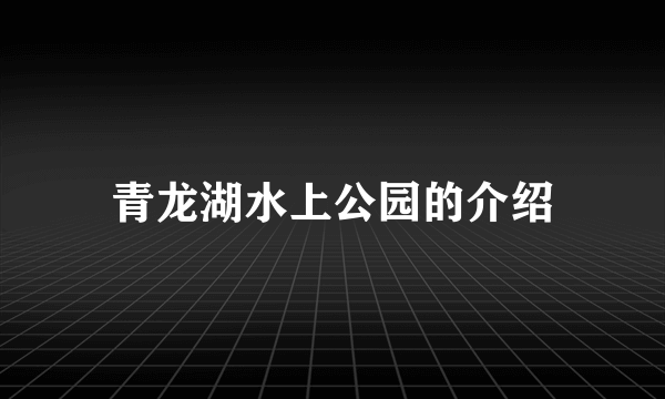 青龙湖水上公园的介绍