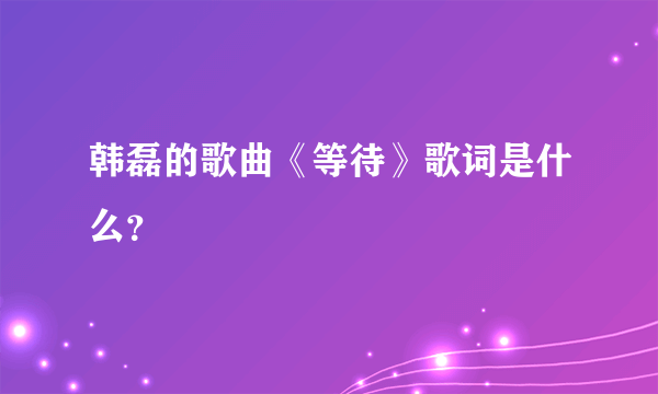 韩磊的歌曲《等待》歌词是什么？