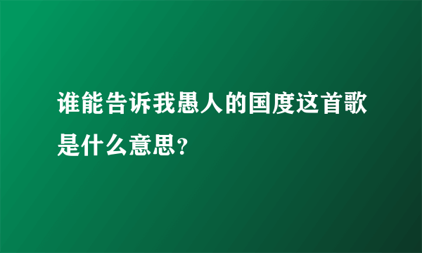 谁能告诉我愚人的国度这首歌是什么意思？