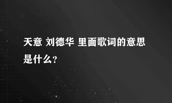 天意 刘德华 里面歌词的意思是什么？