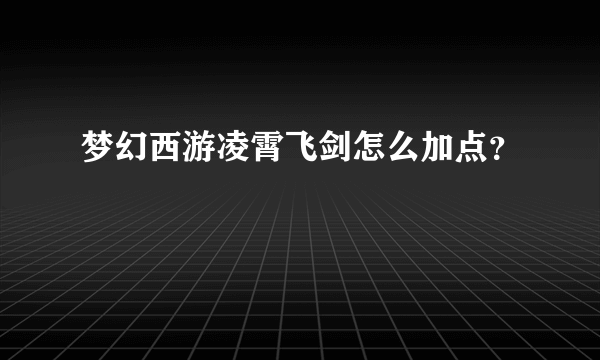 梦幻西游凌霄飞剑怎么加点？