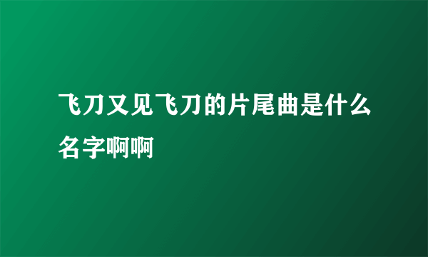 飞刀又见飞刀的片尾曲是什么名字啊啊