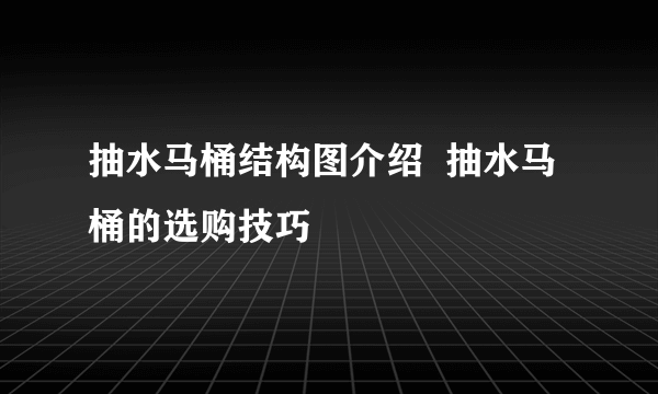 抽水马桶结构图介绍  抽水马桶的选购技巧