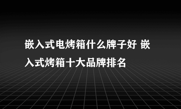 嵌入式电烤箱什么牌子好 嵌入式烤箱十大品牌排名