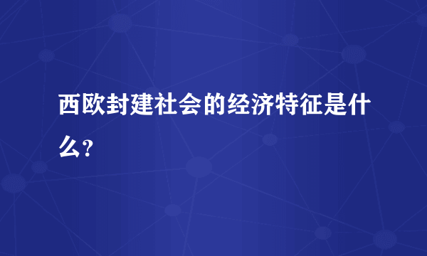 西欧封建社会的经济特征是什么？