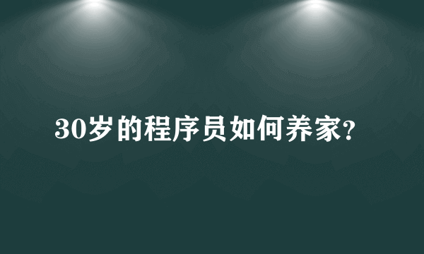 30岁的程序员如何养家？