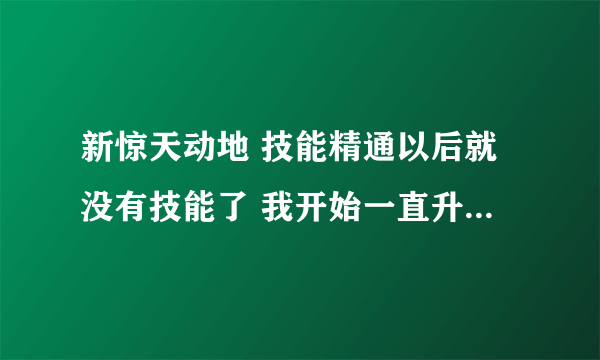 新惊天动地 技能精通以后就没有技能了 我开始一直升级了 现在90了 怎么才能学技能