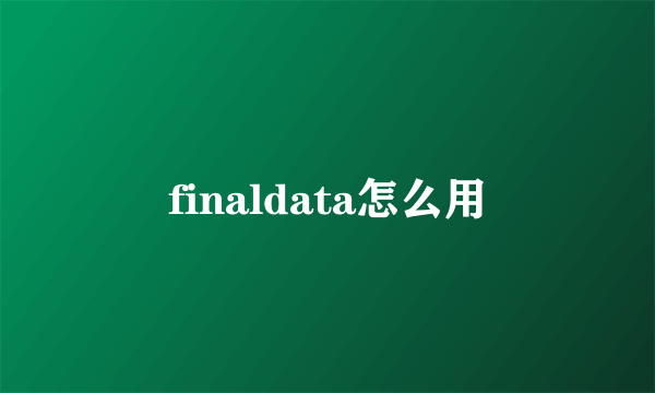 finaldata怎么用