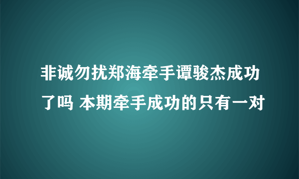 非诚勿扰郑海牵手谭骏杰成功了吗 本期牵手成功的只有一对