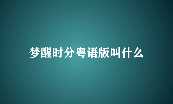 梦醒时分粤语版叫什么