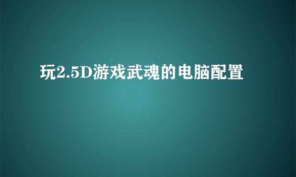 玩2.5D游戏武魂的电脑配置