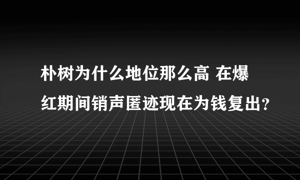 朴树为什么地位那么高 在爆红期间销声匿迹现在为钱复出？