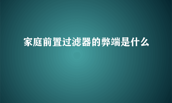 家庭前置过滤器的弊端是什么