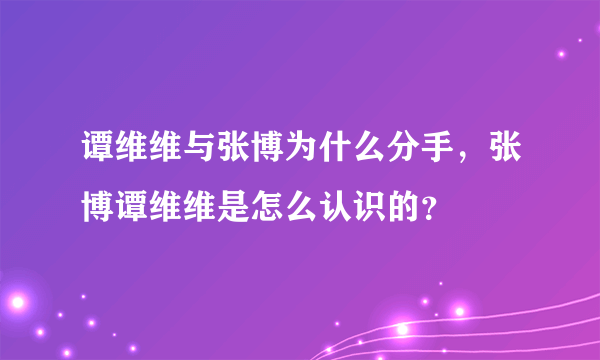 谭维维与张博为什么分手，张博谭维维是怎么认识的？