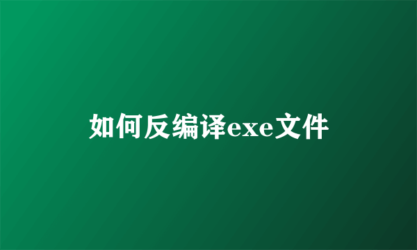 如何反编译exe文件