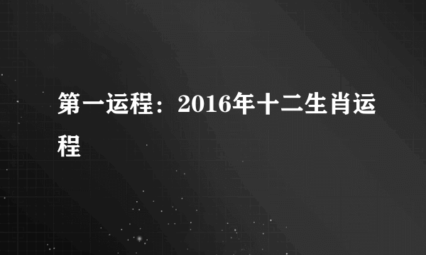 第一运程：2016年十二生肖运程