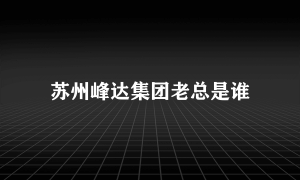 苏州峰达集团老总是谁