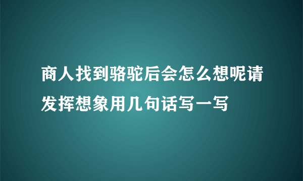 商人找到骆驼后会怎么想呢请发挥想象用几句话写一写