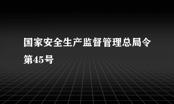 国家安全生产监督管理总局令第45号