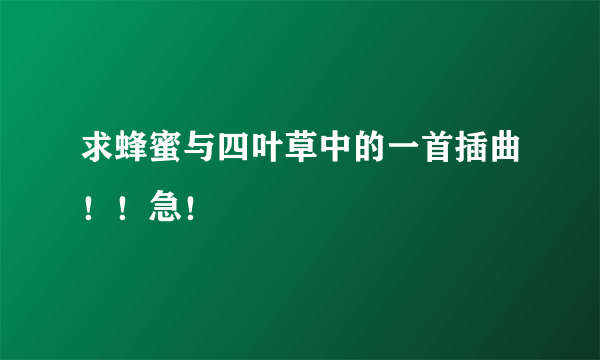 求蜂蜜与四叶草中的一首插曲！！急！