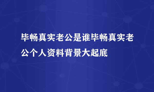 毕畅真实老公是谁毕畅真实老公个人资料背景大起底