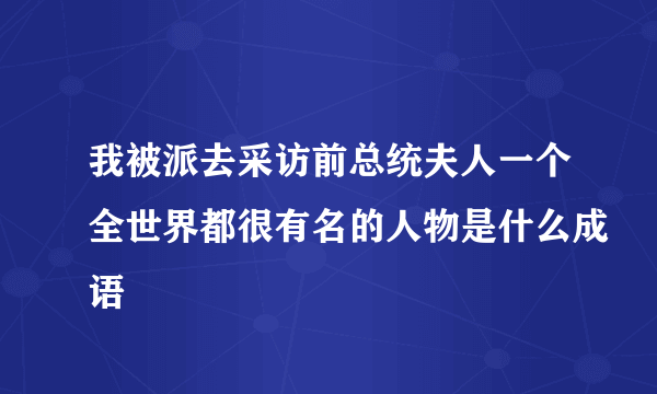 我被派去采访前总统夫人一个全世界都很有名的人物是什么成语