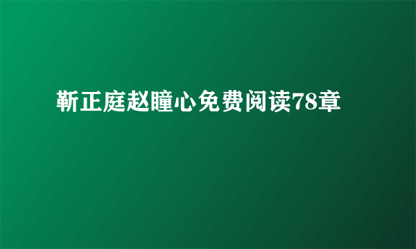 靳正庭赵瞳心免费阅读78章