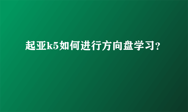 起亚k5如何进行方向盘学习？