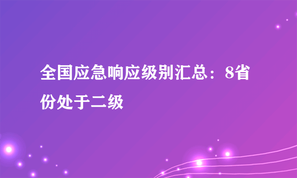 全国应急响应级别汇总：8省份处于二级