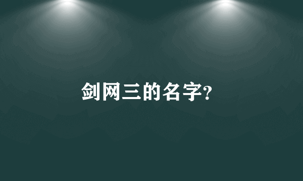 剑网三的名字？