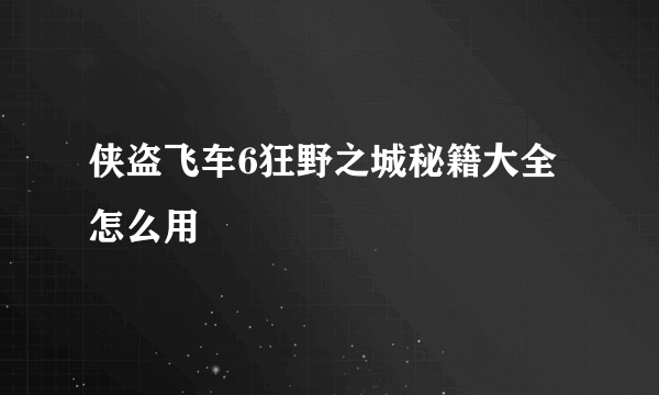 侠盗飞车6狂野之城秘籍大全怎么用