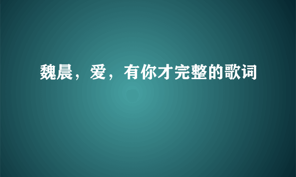 魏晨，爱，有你才完整的歌词