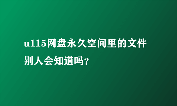 u115网盘永久空间里的文件别人会知道吗？