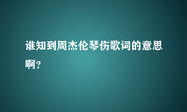 谁知到周杰伦琴伤歌词的意思啊？