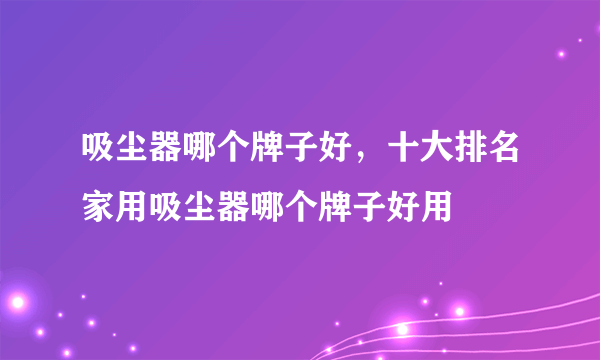 吸尘器哪个牌子好，十大排名家用吸尘器哪个牌子好用