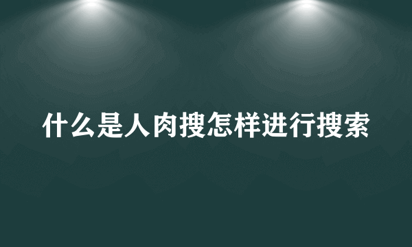 什么是人肉搜怎样进行搜索