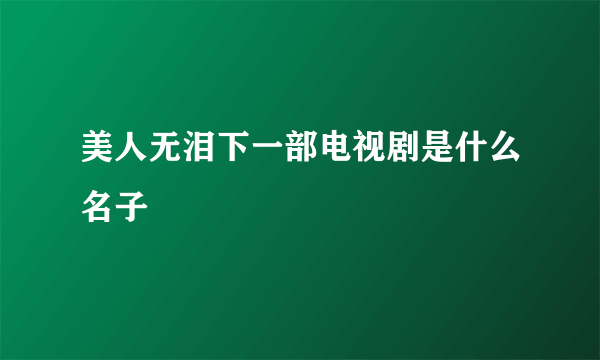 美人无泪下一部电视剧是什么名子