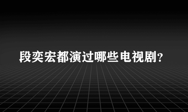 段奕宏都演过哪些电视剧？