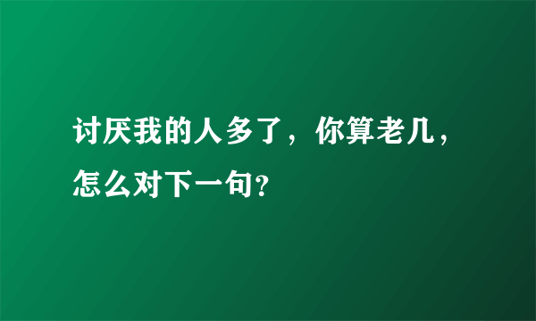 讨厌我的人多了，你算老几，怎么对下一句？