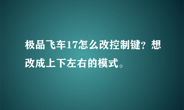 极品飞车17怎么改控制键？想改成上下左右的模式。