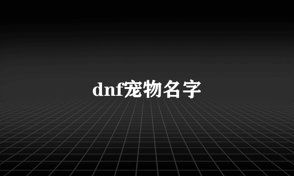 dnf宠物名字