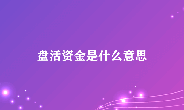 盘活资金是什么意思